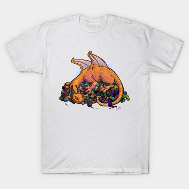 Yarn Hoarding Dragon T-Shirt by FiendishThingyArt